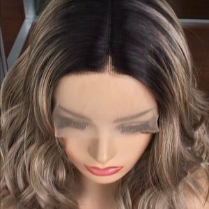 Black and ombré gold synthetic wig for women , cosplay .